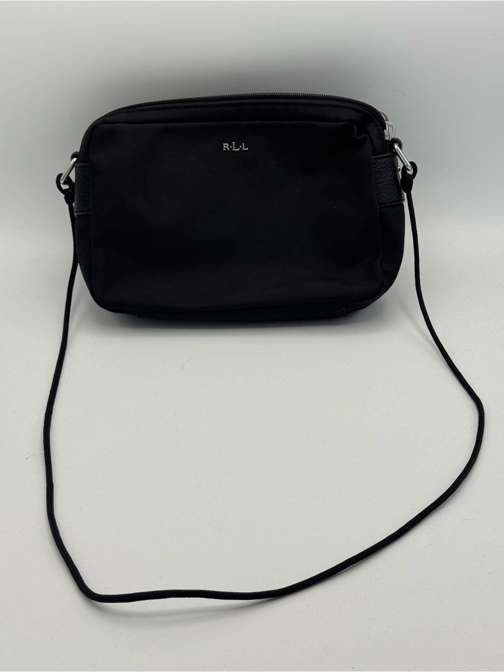 Lauren Ralph Lauren Black Nylon Crossbody Bag**missing zipper tabs!